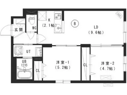  ルチアーノN35(2LDK/4階)の間取り写真