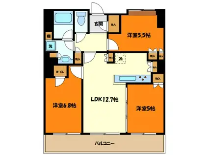アトラスタワー町田(3LDK/4階)の間取り写真