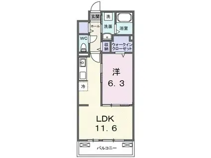 ＪＲ宇都宮線 久喜駅 バス乗車時間：29分 最寄りバス停で下車 徒歩3分 3階建 築1年(1LDK/3階)の間取り写真