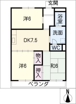 メゾン晃梅(3DK/3階)の間取り写真