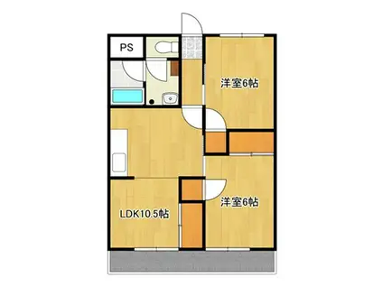 レジデンスひろ(2LDK/2階)の間取り写真