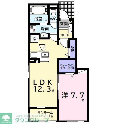 ジリータC(1LDK/1階)の間取り写真