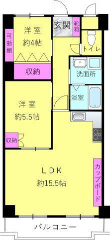 ヴィンテージコート須磨山手(2LDK/2階)の間取り写真