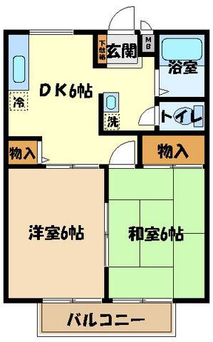クレールハイム(2DK/2階)の間取り写真