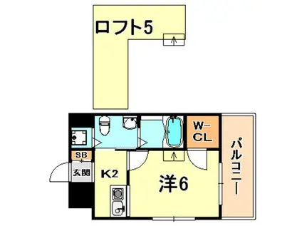 スパンキーギャレット(1K/2階)の間取り写真