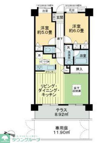 ライオンズマンション西新井大師第5(2LDK/1階)の間取り写真