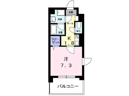 ベルクオール(1K/3階)の間取り写真