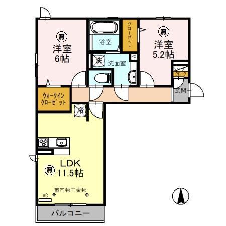 スリーシップ(2LDK/1階)の間取り写真