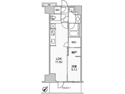 WORVE横浜伊勢佐木町(1LDK/8階)の間取り写真