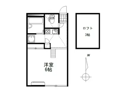 チロルハイツ(1K/2階)の間取り写真