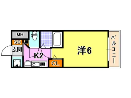 エステムコート神戸三宮山手センティール(1K/7階)の間取り写真