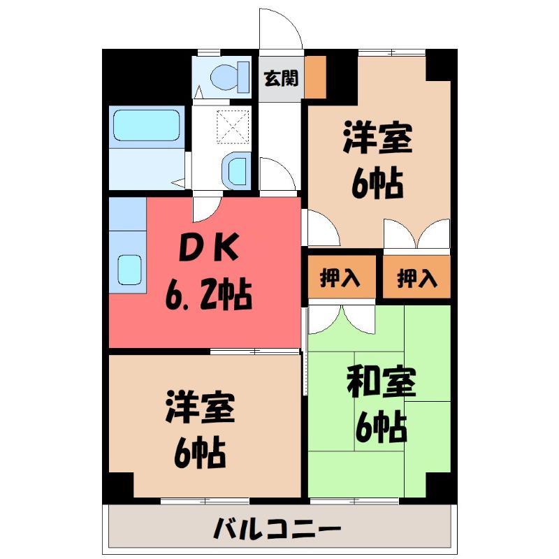 伊勢崎ヴィレッヂ(3DK/4階)の間取り写真