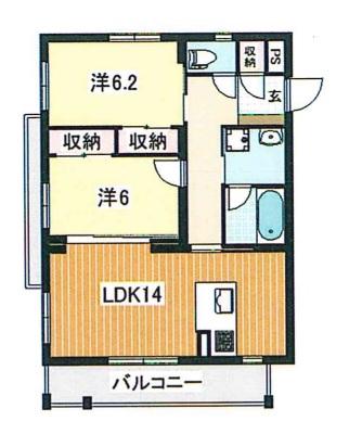 サニースポット(2LDK/4階)の間取り写真
