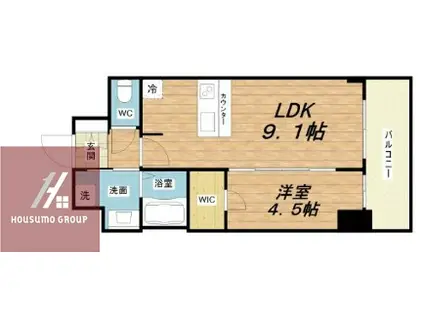 プレサンス DOMECITY コレーレ(1LDK/10階)の間取り写真