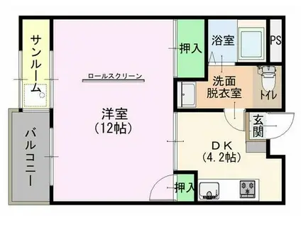 ニュースカイハイツ(1DK/4階)の間取り写真