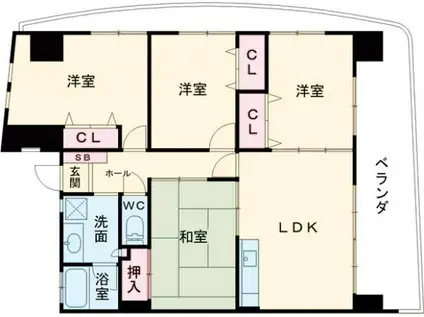 ロイヤルハイツ石黒(4LDK/5階)の間取り写真