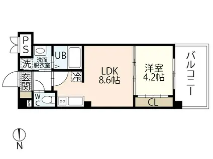 PLACIDO宇品(1LDK/11階)の間取り写真