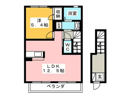 パール・ハイム B棟(1LDK/2階)の間取り写真