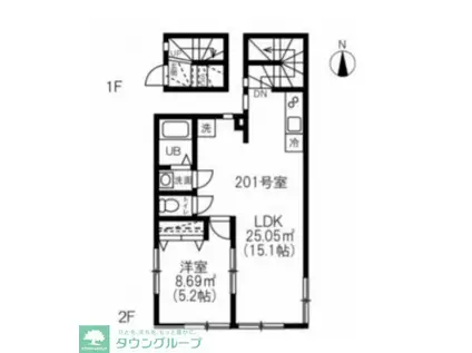 KANOA狛江(1LDK/2階)の間取り写真