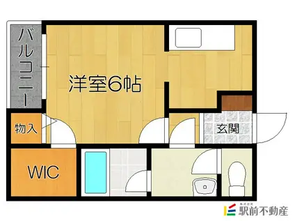 プレジャー福大前III(1K/1階)の間取り写真