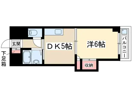 第2東三国グランドハイツ北(1DK/6階)の間取り写真