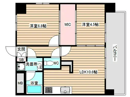 プリエウメキタ(2LDK/6階)の間取り写真