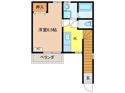 メディア5(1K/2階)の間取り写真