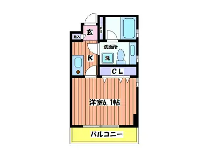 テラスファイブ(1K/4階)の間取り写真