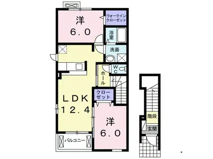 ベルフィオーレ(2LDK/2階)の間取り写真