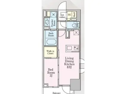 GRAND LIVIO芝大門(1LDK/2階)の間取り写真