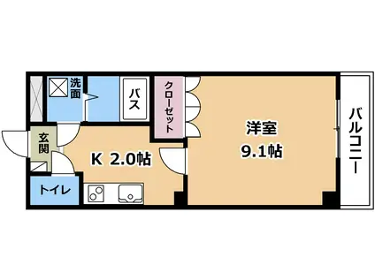 コンフォール・M(1K/2階)の間取り写真