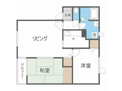 KIハウスN50C棟(2LDK/1階)の間取り写真