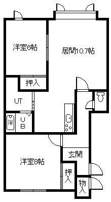 スカイフェリーチェII(2LDK/2階)の間取り写真