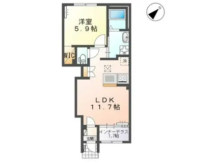 ステラ ソルII(1LDK/1階)の間取り写真