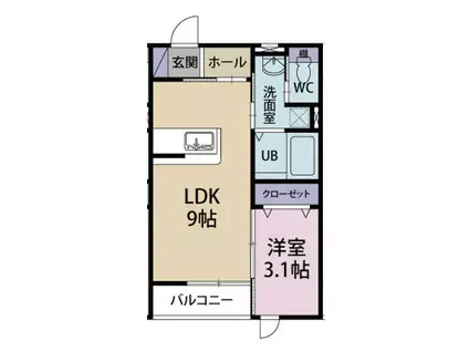 ミルフィーユ桜(1LDK/1階)の間取り写真