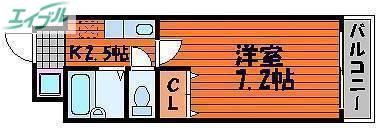 昭和ハイム東古松(1K/2階)の間取り写真