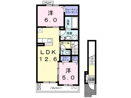 ヴィアーレI(2LDK/2階)の間取り写真