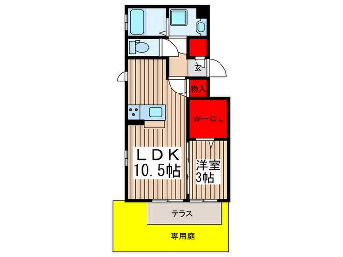 フェリーチェC(1LDK/1階)の間取り写真