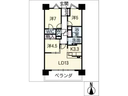 プラウド平針(3LDK/10階)の間取り写真