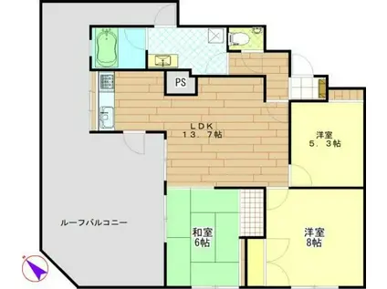 レジデンス西千葉ウエスト棟(3LDK/5階)の間取り写真