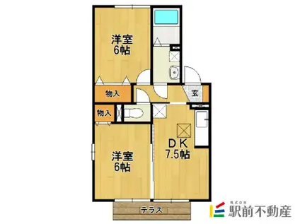 シャルマンわかばB(2DK/1階)の間取り写真