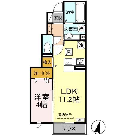 CALMO LUNA(1LDK/1階)の間取り写真