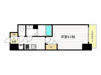 スプランティッド天王寺DUE(1K/8階)の間取り写真