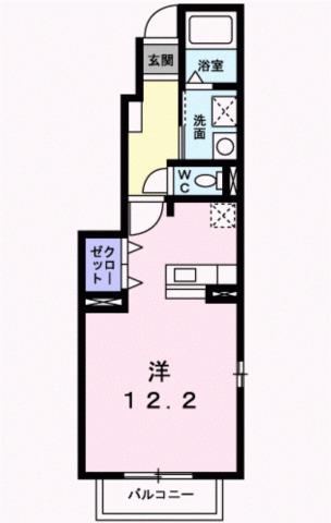 ガーデンハウス紀原(ワンルーム/1階)の間取り写真