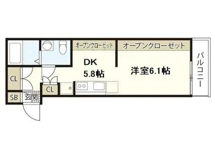 COLLINA隅の浜(1DK/3階)の間取り写真