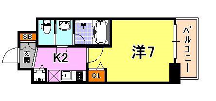 アスヴェル神戸ハーバーサイド(1K/9階)の間取り写真