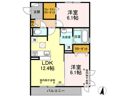 クレシア彩乃(2LDK/1階)の間取り写真