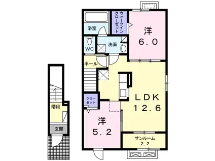 メゾン クロシェット(2LDK/2階)の間取り写真
