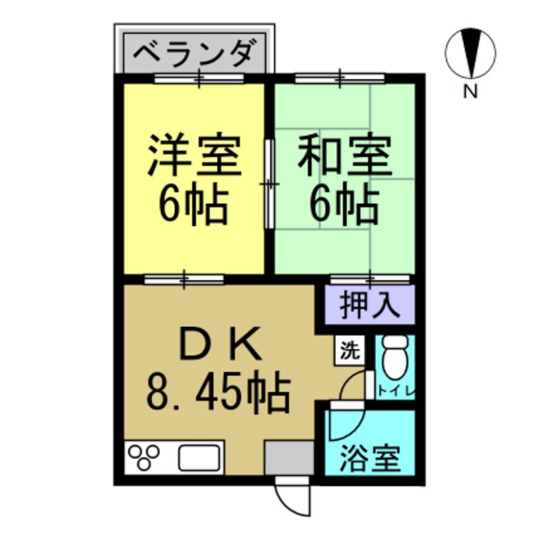 フォーブル百合草(2DK/2階)の間取り写真