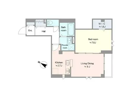 イーストIM(1LDK/1階)の間取り写真